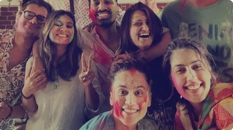 Taapsee pannu and Mathias boe celebrating holi 